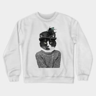 Fancy black and white cat Crewneck Sweatshirt